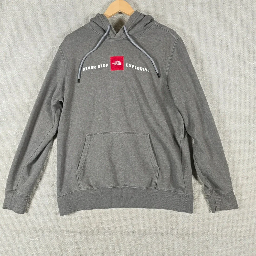 The North Face Mens Never Stop Exploring Logo Hoodie Grey Large NF0A4M4F